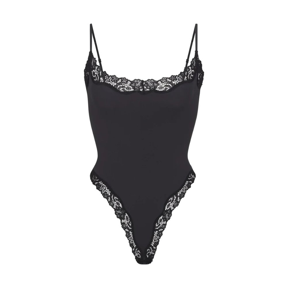 Skims Fits Everybody Lace Cami Bodysuit - Onyx